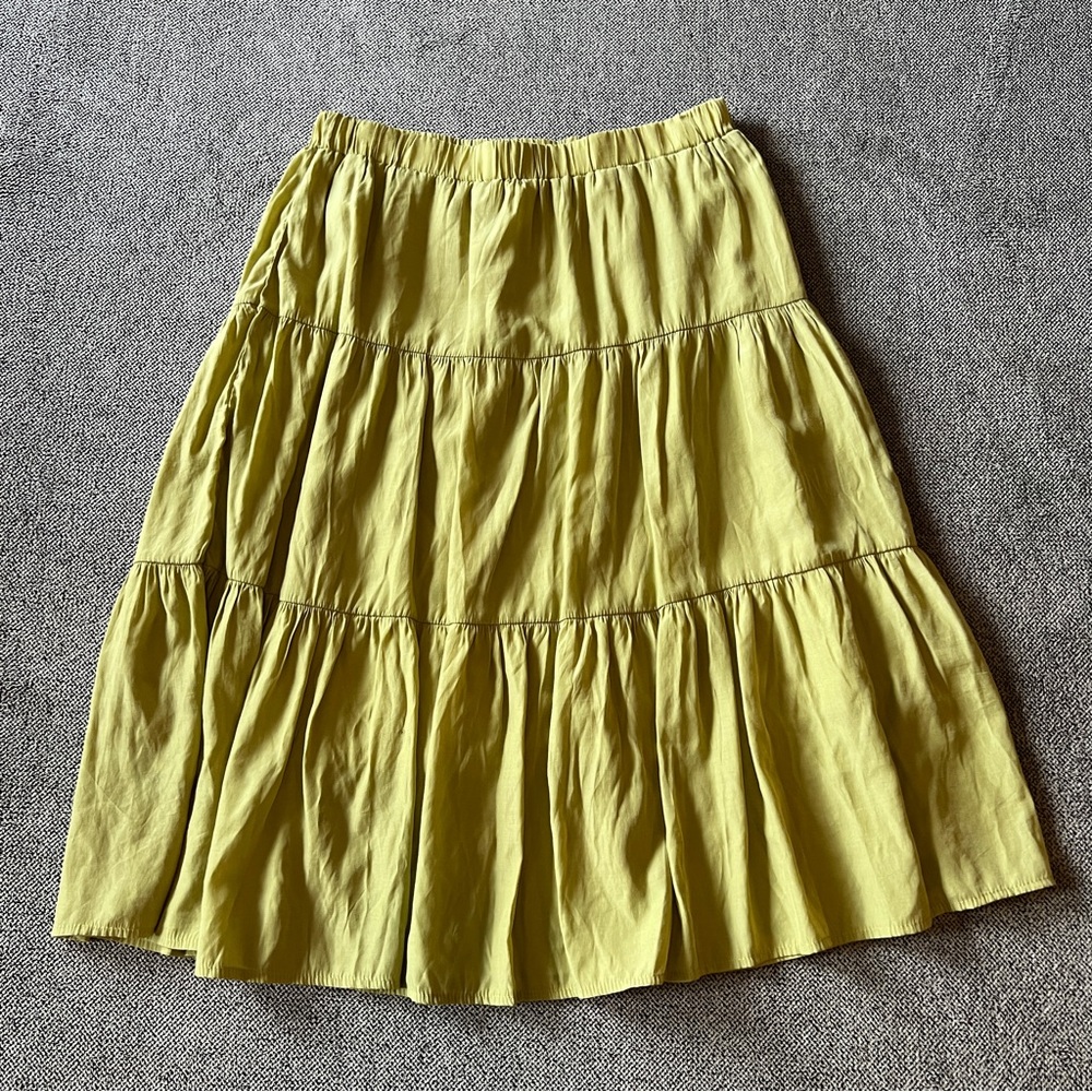 VINTAGE green tiered midi skirt